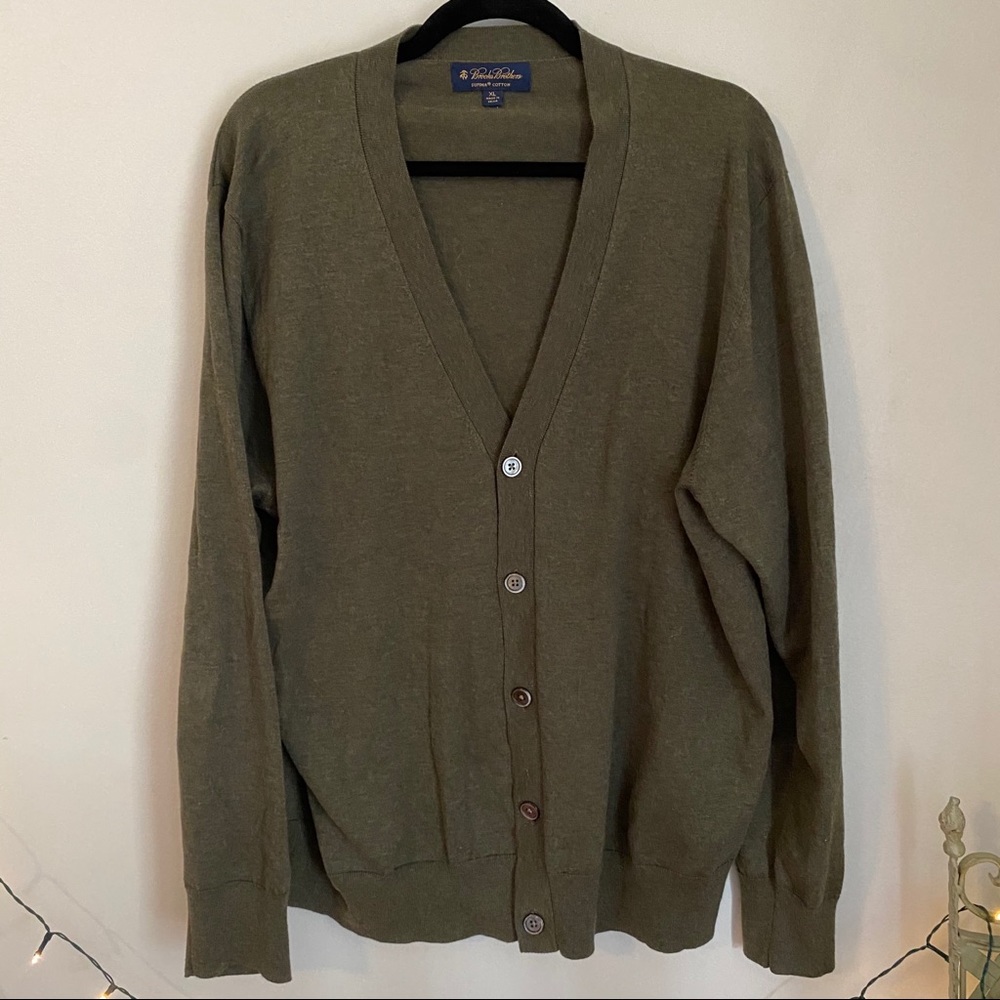 Brooks Brothers Cotton Green Sweater Cardigan - Picture 2 of 6
